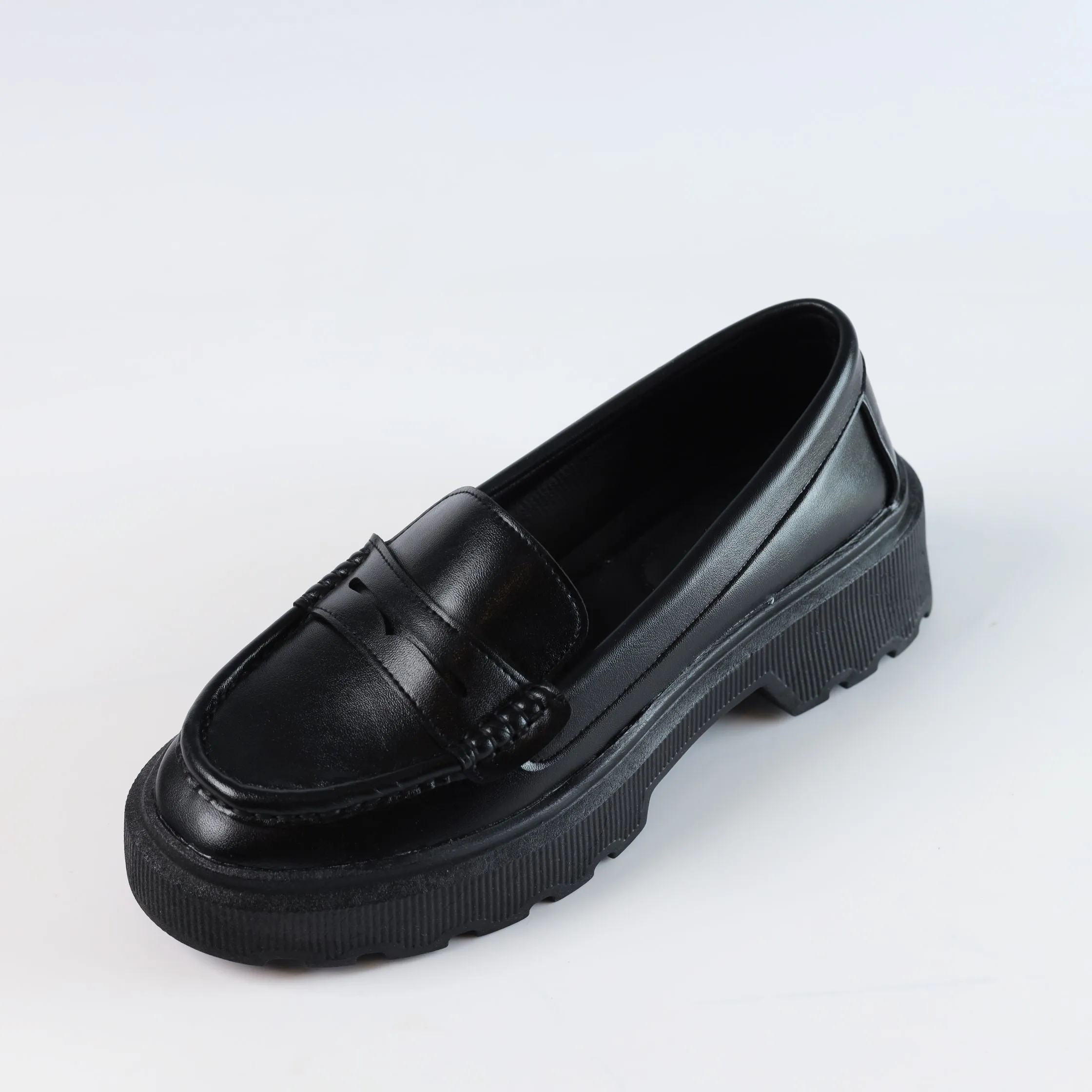 Quality Leather Chunky Loafers - Black