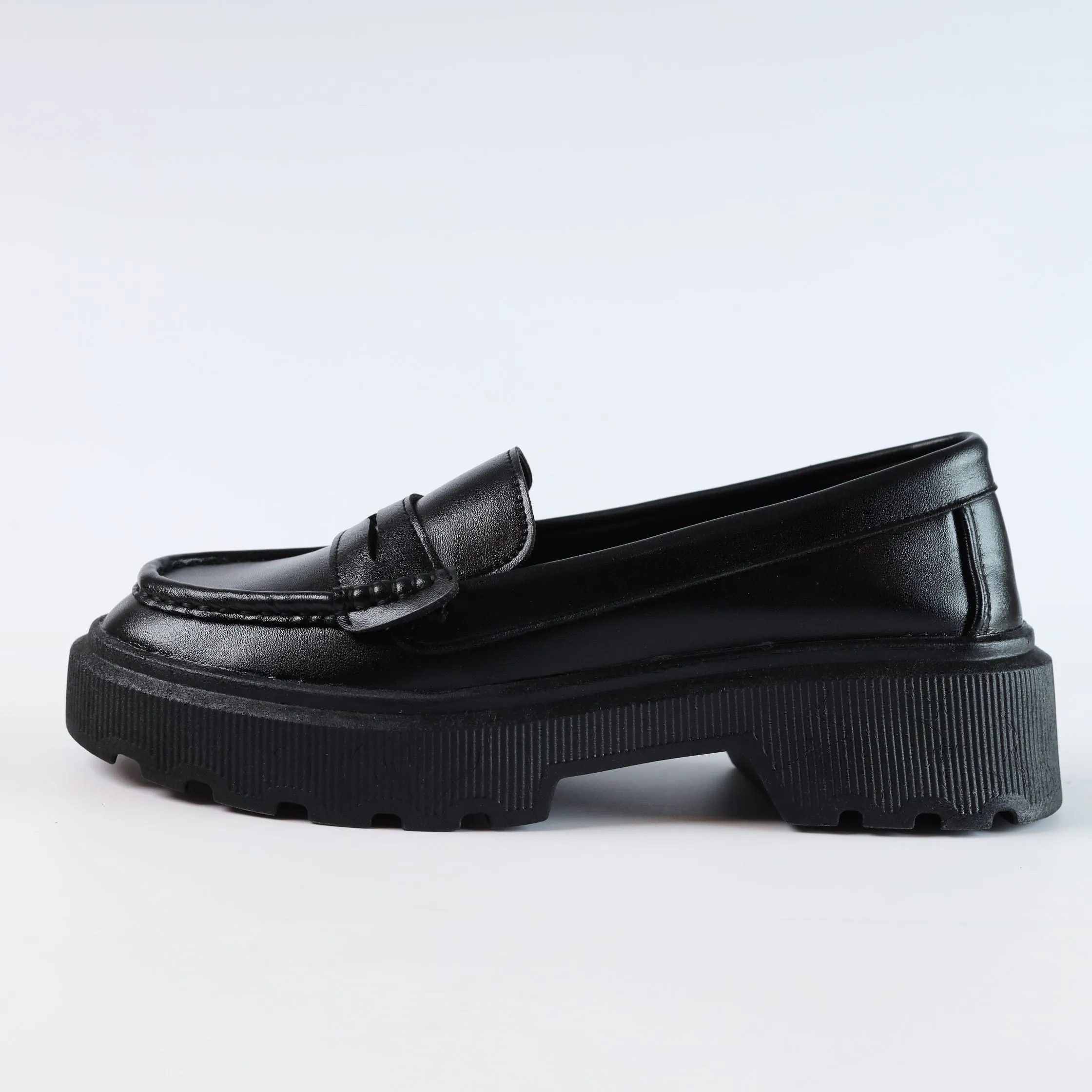 Quality Leather Chunky Loafers - Black