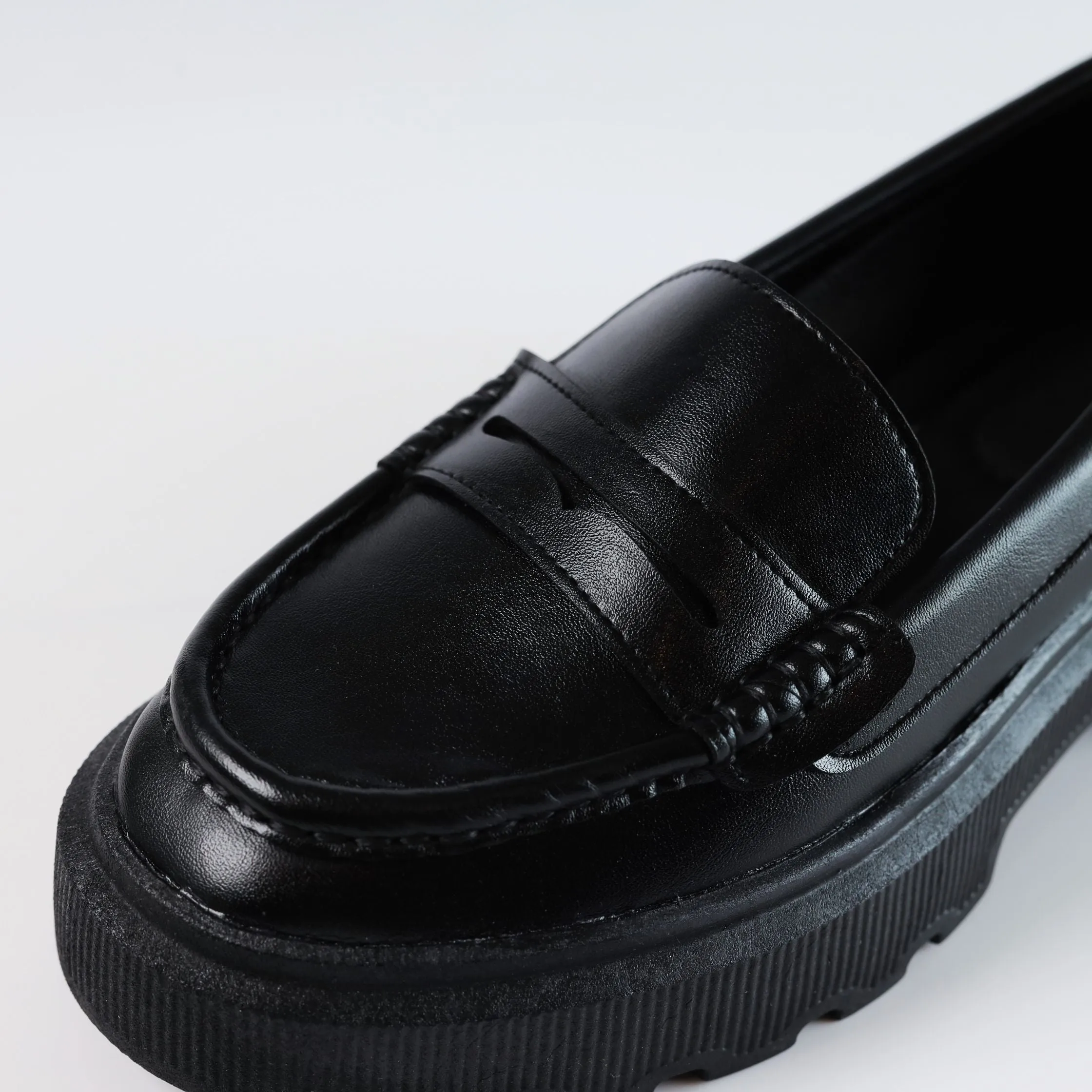 Quality Leather Chunky Loafers - Black