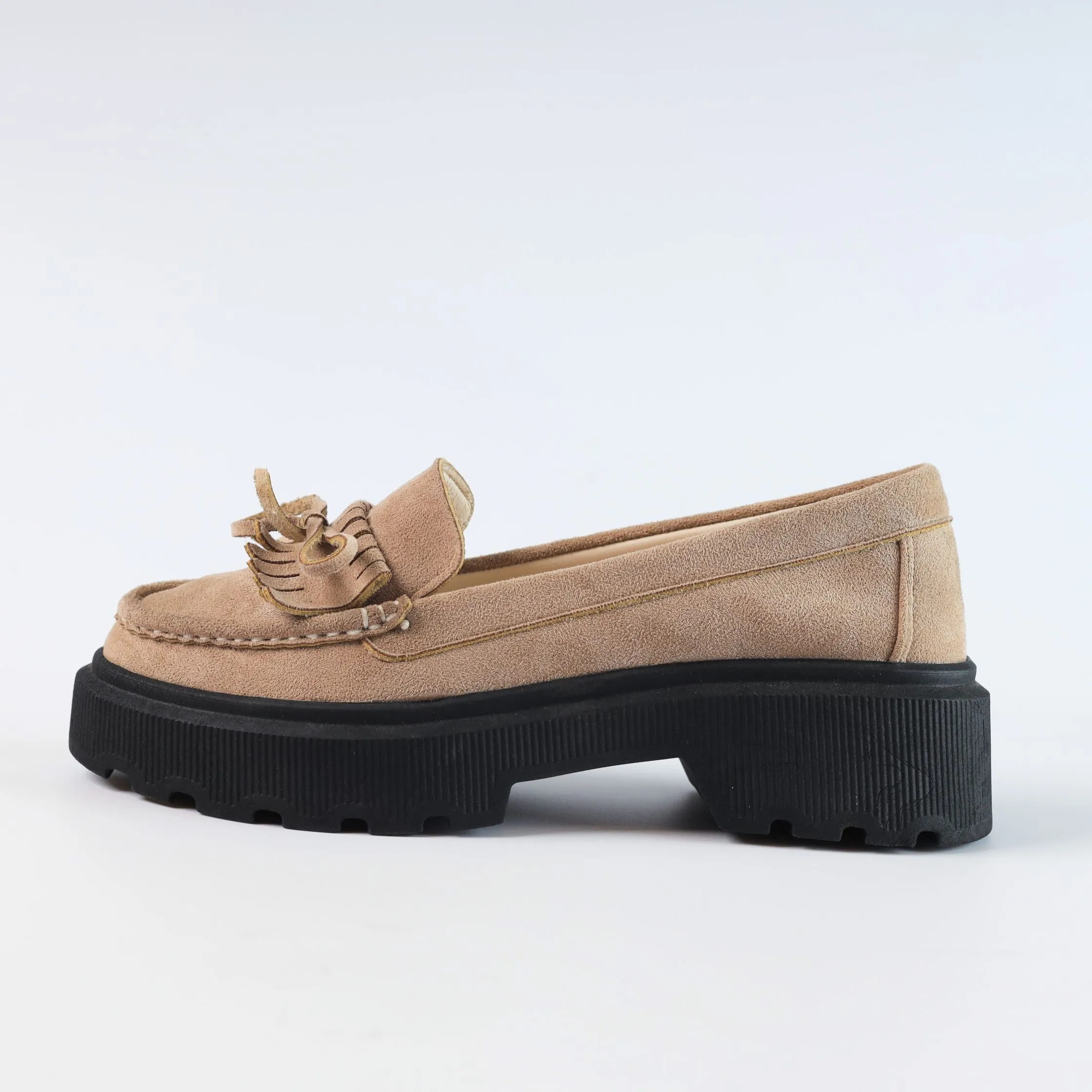 Quality Suede Chunky Loafers - Beige