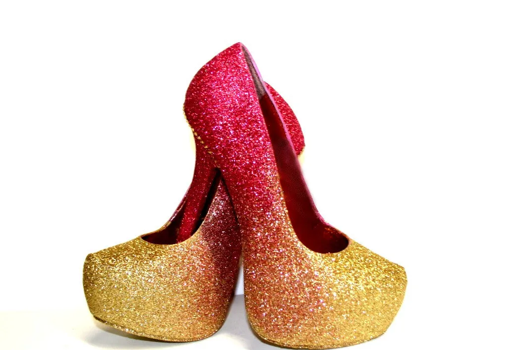 Rose Gold Glitter Ombre Heels