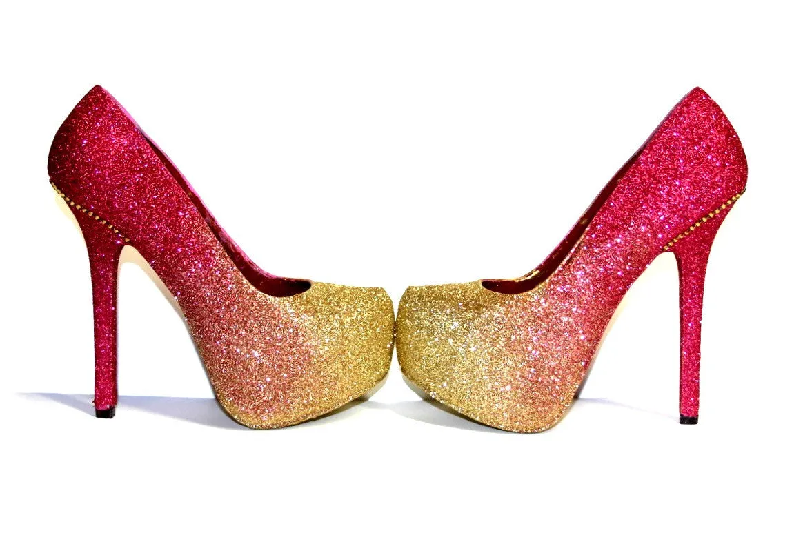 Rose Gold Glitter Ombre Heels