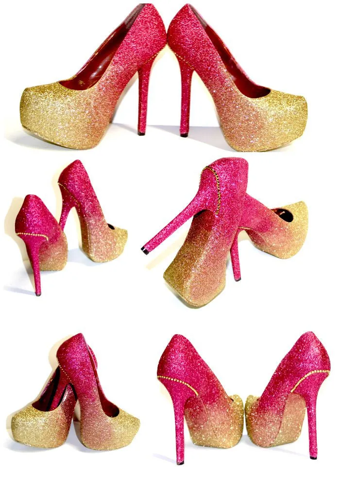Rose Gold Glitter Ombre Heels