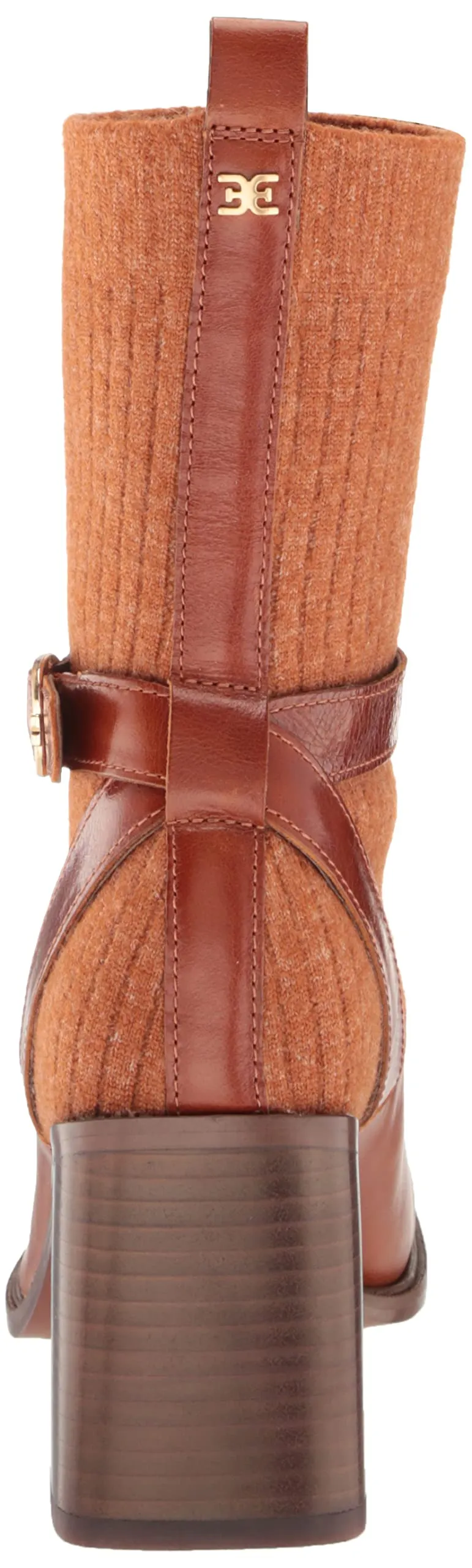 Sam Edelman Marci Rust Brown Leather Fashion Pull On Square Toe Ankle Boots