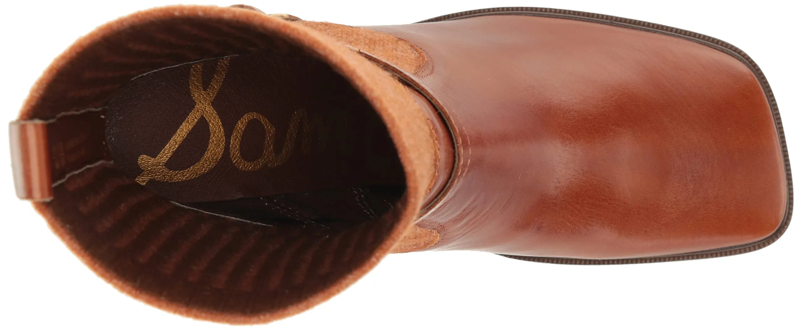 Sam Edelman Marci Rust Brown Leather Fashion Pull On Square Toe Ankle Boots