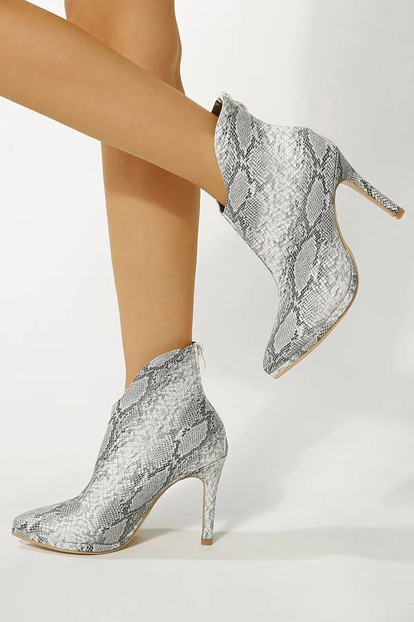 Snake Print Sophisticated Pointed Toe Ankle Boots