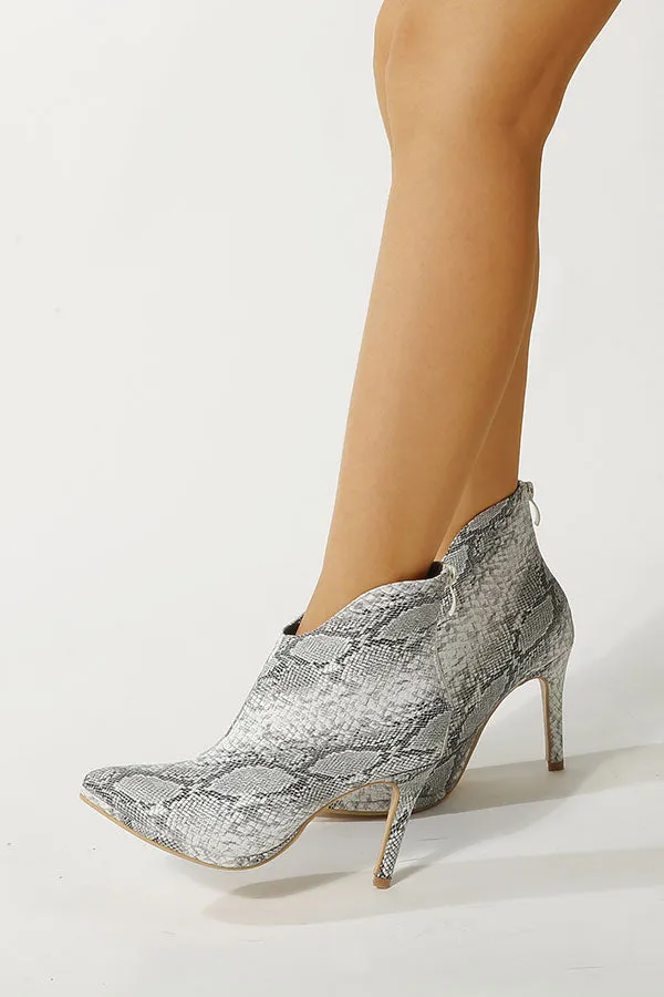 Snake Print Sophisticated Pointed Toe Ankle Boots