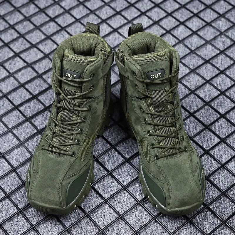 Tactical Military Combat Boots Men Genuine Leather US Army Hunting Trekking Camping Mountaineering Winter Work Shoes Bot JKPUDUN
