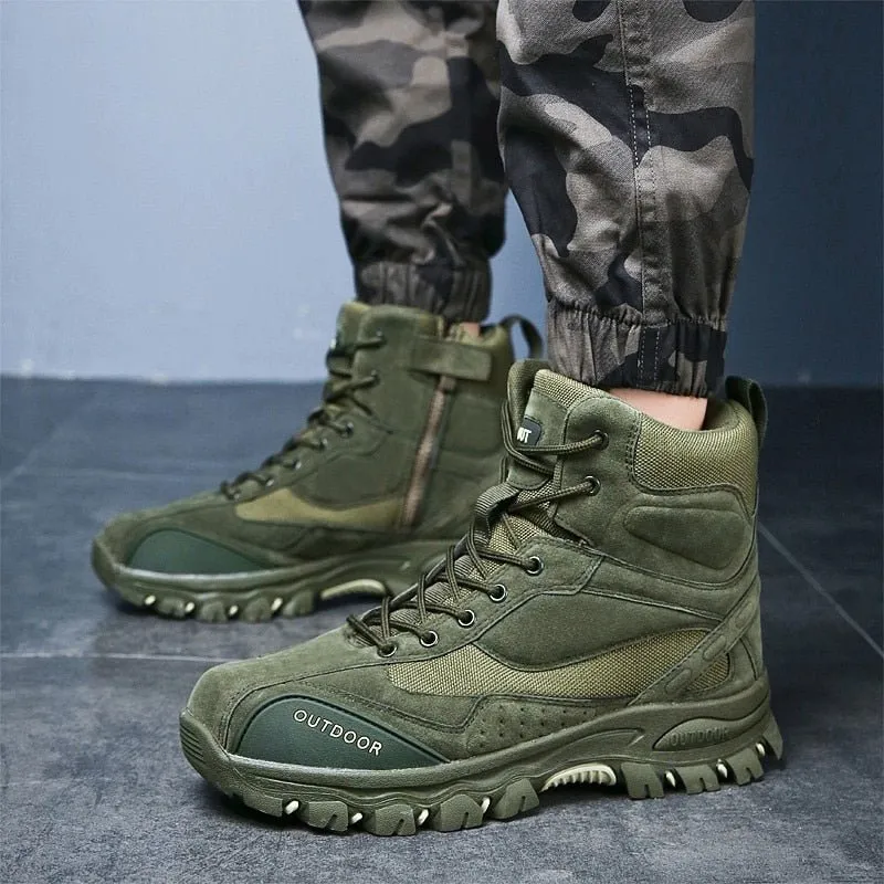 Tactical Military Combat Boots Men Genuine Leather US Army Hunting Trekking Camping Mountaineering Winter Work Shoes Bot JKPUDUN