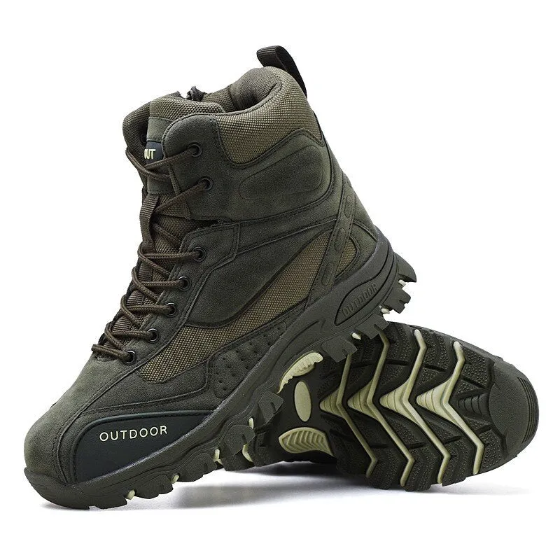 Tactical Military Combat Boots Men Genuine Leather US Army Hunting Trekking Camping Mountaineering Winter Work Shoes Bot JKPUDUN
