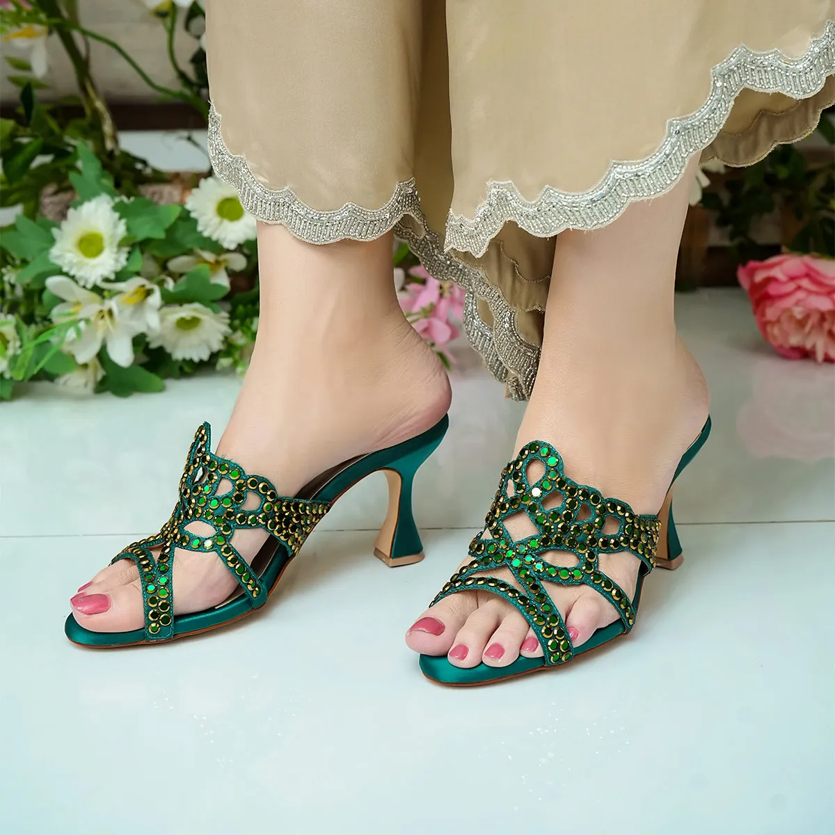 Valentina - Green Heels