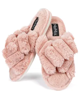 Women's Double Cross Plush Slippers